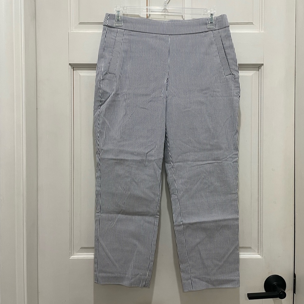 Elle Navy and White Striped Trousers